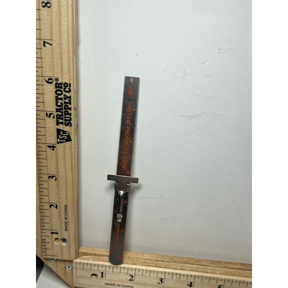 Vintage Metal Depth Gauge Tool on Custom Products Ruler Collectible Measure